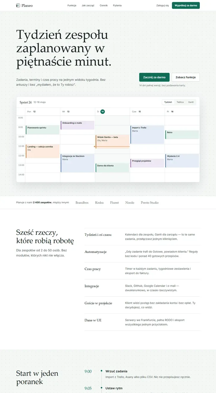 Planeo — SaaS · Landing produktowy