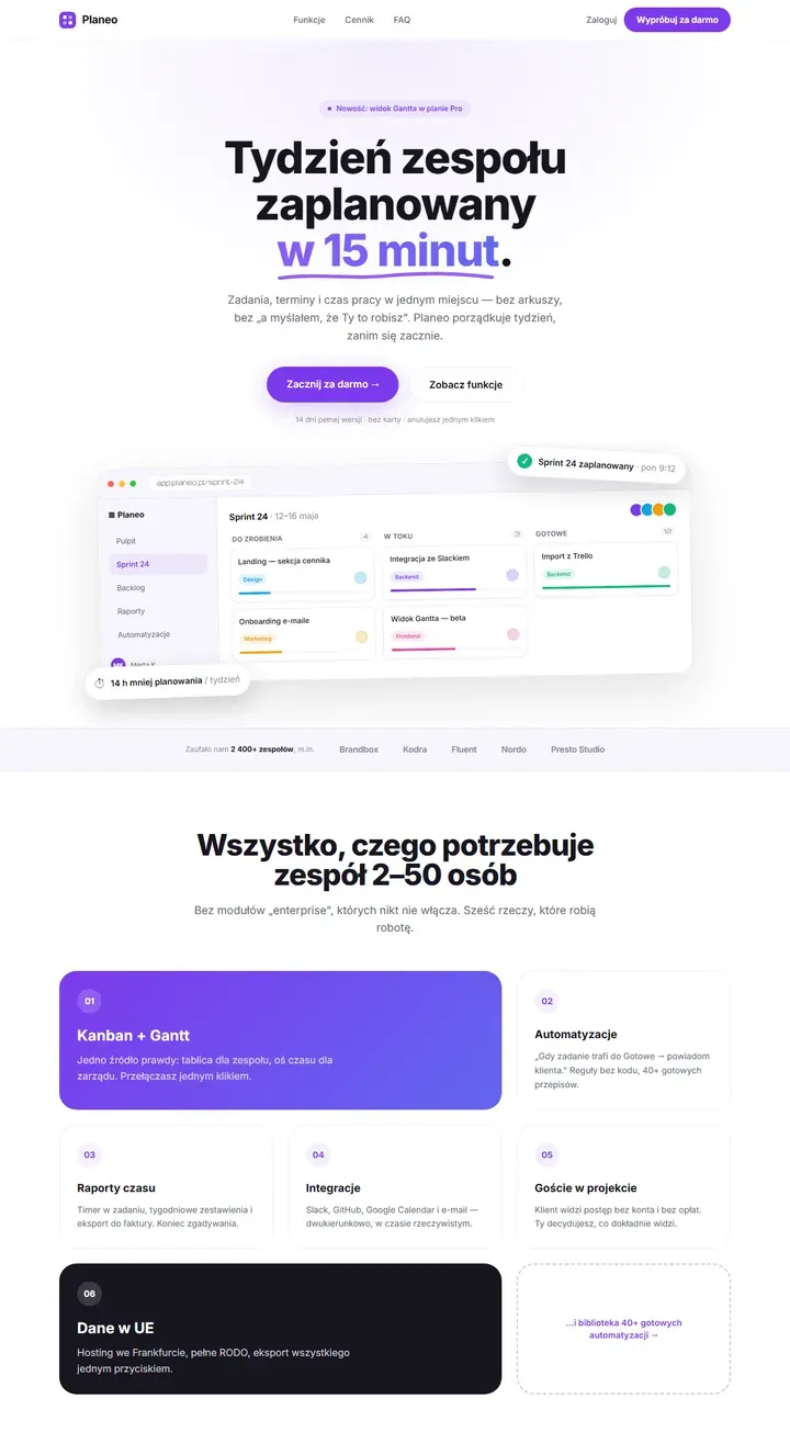 Planeo — SaaS · Landing produktowy