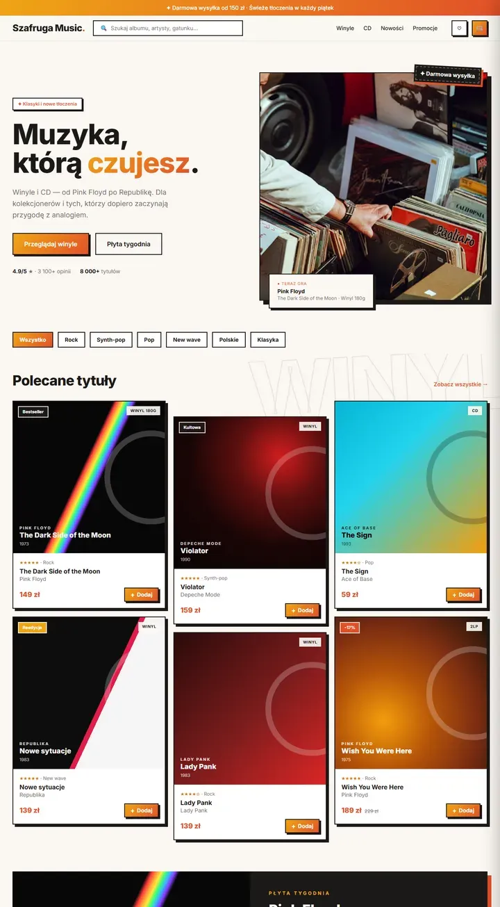 Szafruga Music — Sklep płytowy · E-commerce